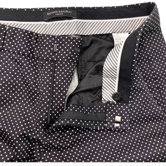 Banana Republic Logan Pant Medium Black White Polka Dot Rayon Viscose - Picture 2 of 5